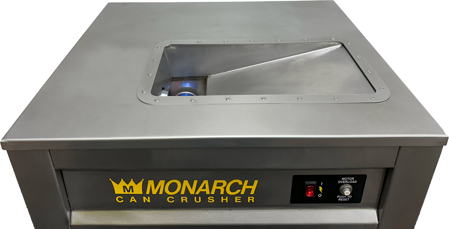 Monarch Automatic Can Crusher in stainless steel - top view